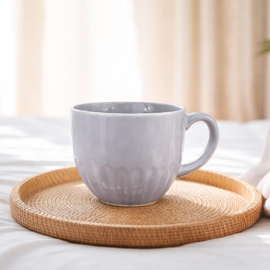 Classic Grey Ceramic Coffee Mug – Gloss Finish Everyday Tea & Coffee Cup - Habitt
