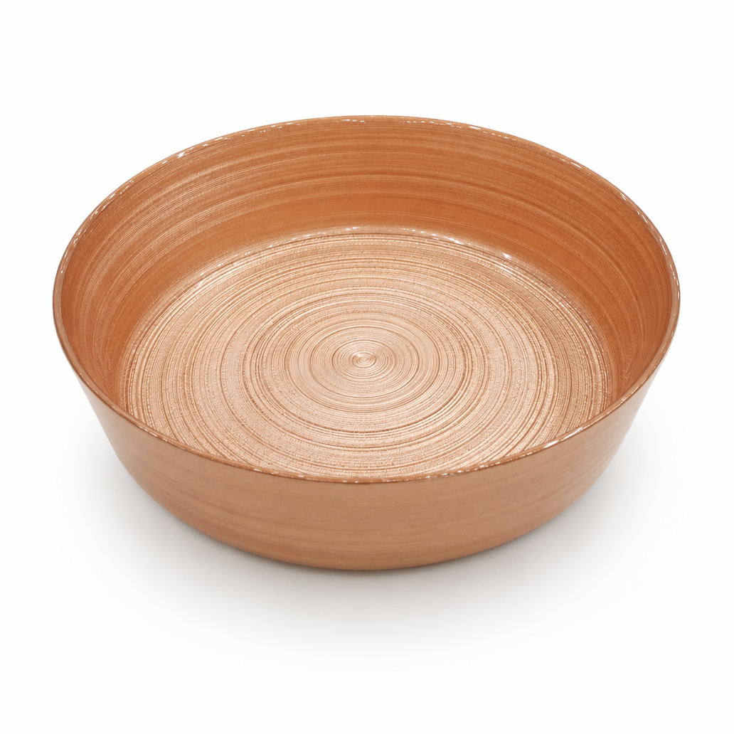 Large Round Copper Serving Bowl – Elegant Textured Bowl - Habitt