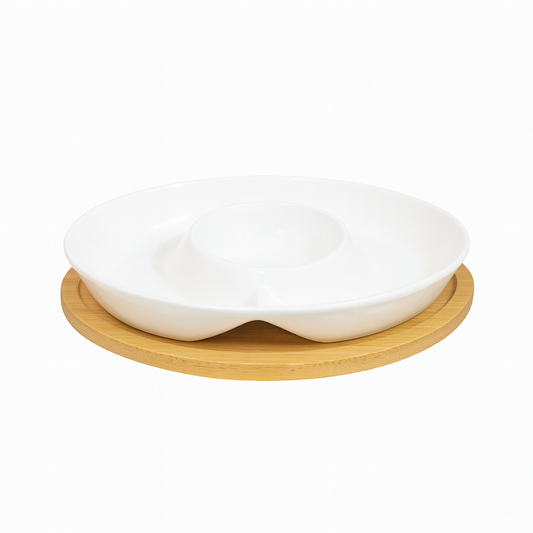 Stylish Portion Dish with Wooden Base – 16895 - Habitt