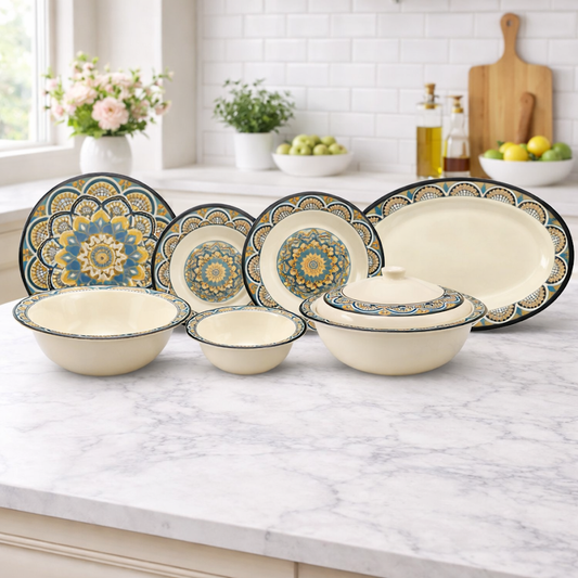 Nightfall Blossom Dinner Set – Artistic Mandala Elegance for Refined Dining (22 / 30 / 43 PCS) - Habitt