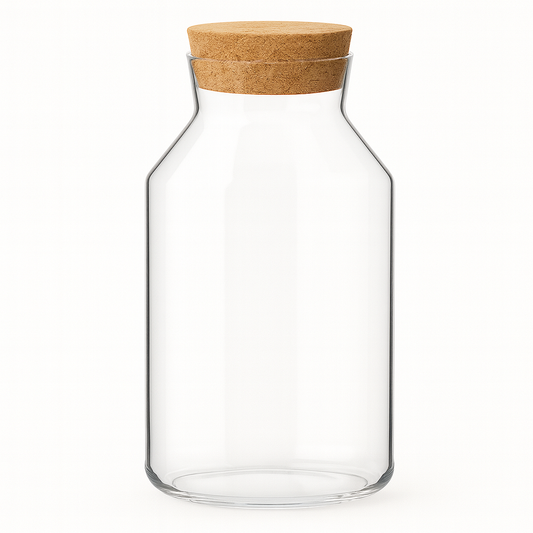 Borosilicate Glass Jar 1100ml – Airtight Storage Container with Cork Lid - Habitt