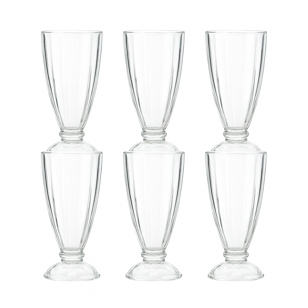 Tall Clear Pressed-Glass Ice Cream Cups – 6-Piece Dessert Set, 340 ml Capacity - Habitt