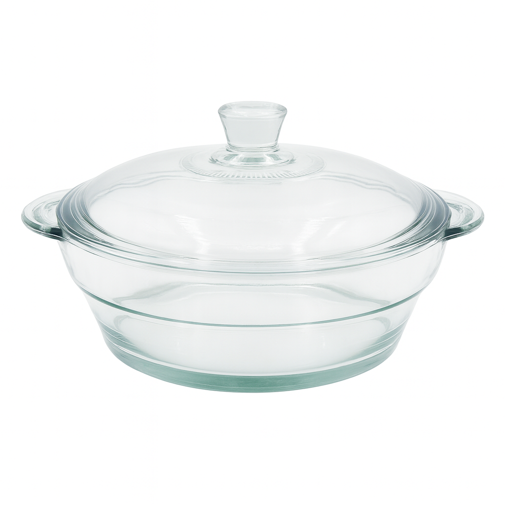 Clear Glass Casserole with Lid – Heat-Resistant Round Cooking & Serving Dish (750 ml / 1 L / 1.5 L) - Habitt