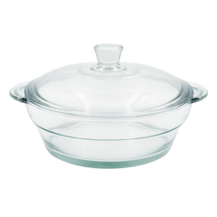 Clear Glass Casserole with Lid – Heat-Resistant Round Cooking & Serving Dish (750 ml / 1 L / 1.5 L) - Habitt