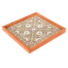 Square Oak Buff Tray – 15x15 Inch Wooden Decorative Serving Tray - Habitt
