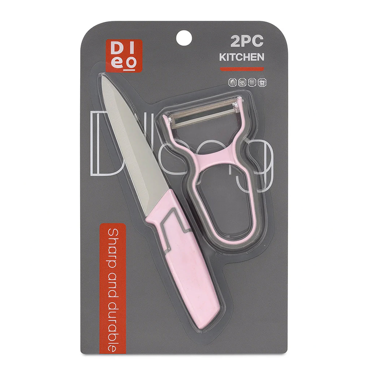 2 Pcs Kitchen Knife & Peeler Set – Pink green white - Habitt