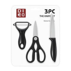3 Pcs DIEO Kitchen Tool Set – Knife, Scissors & Peeler - Habitt