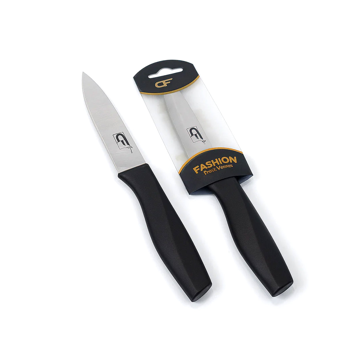 1Pc Stainless Steel Kitchen Knife – Single Piece Paring Knife with Black Handle - Habitt