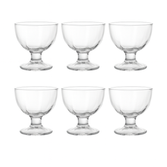 Clear Pressed-Glass Ice Cream Cups – 6-Piece Footed Dessert Set, 210 ml Capacity (Y4002) - Habitt