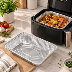 6 Pcs Aluminium Foil Tray Set 22 Cm | Disposable Baking Trays