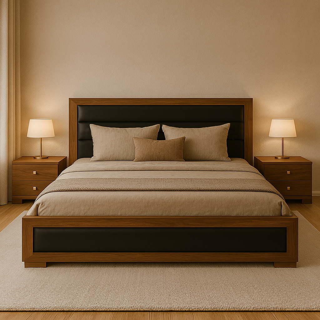 Clover King Size Bed with 2 Side Table - Habitt