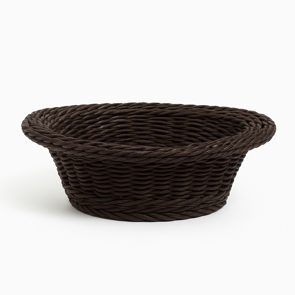 3-Piece Handwoven Round Cane Bread Basket Set – Dark Brown Rattan Serving Baskets for Dining, Kitchen & Restaurant Use - Habitt