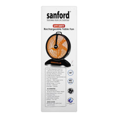 Black/Silver Sanford Rechargeable Table Fan 14 Inch with Bluetooth, LED Light & Music System – Powerful Portable Cooling Fan (SF-918RTF) - Habitt