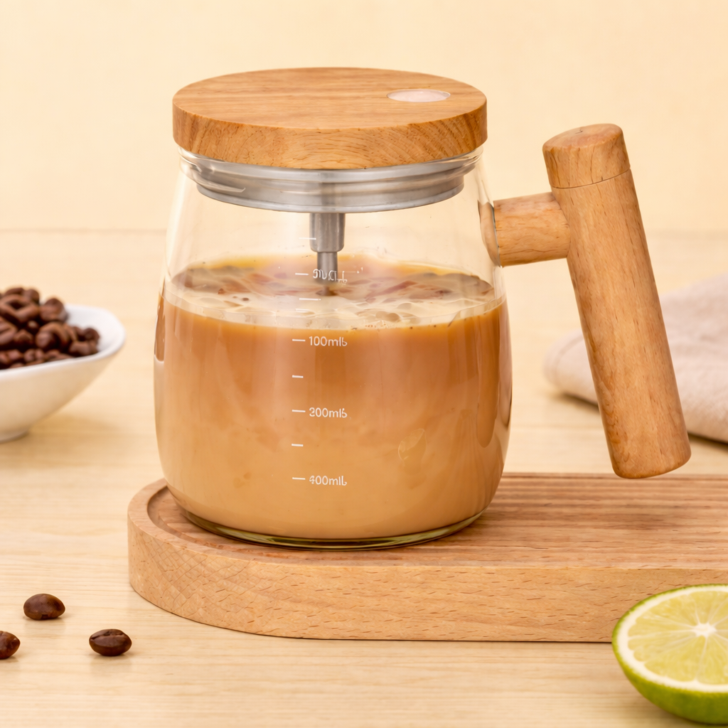 Automatic Glass Stirring Cup – Self Mixing Coffee & Beverage Mug - Habitt