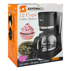 SAYONA SCM-4432 12-Cup Coffee Maker – 670-800W Drip Brew Machine with 1.5L Tank, Nylon Filter & Keep-Warm Function - Habitt