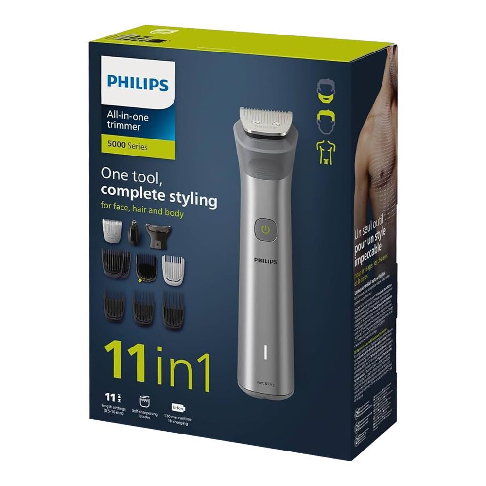 Philips MG5930/15 Multigroom Series 5000 All-in-One Trimmer | 11-Piece Wet & Dry Grooming Kit - Habitt