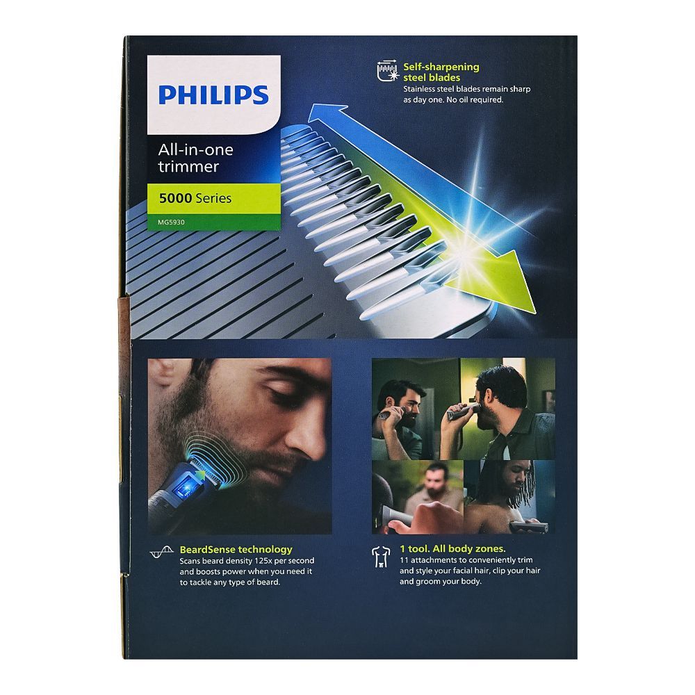 Philips MG5930/15 Multigroom Series 5000 All-in-One Trimmer | 11-Piece Wet & Dry Grooming Kit - Habitt