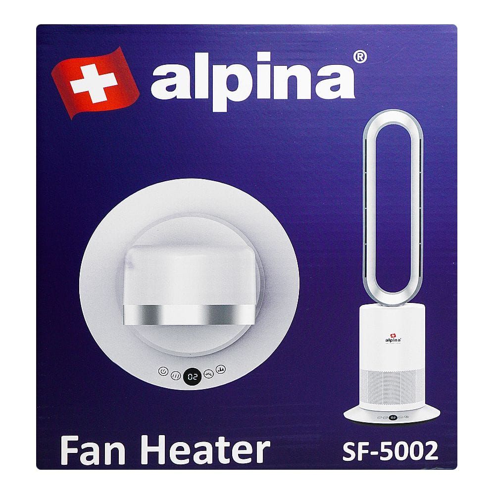 Alpina SF-5002 Electric Fan & Heater 2-in-1 | Bladeless Oscillating Fan Heater with Remote & Timer - Habitt