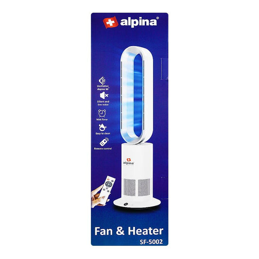 Alpina SF-5002 Electric Fan & Heater 2-in-1 | Bladeless Oscillating Fan Heater with Remote & Timer - Habitt