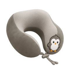 Travel Neck Pillow with Cute Design – Variant: Blue, Grey, Green, Purple, Pink - Habitt