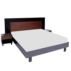 Ozmane Laminated Bedroom Furniture Bundle – Bed + 2 Side Tables + 3-Drawer Dresser + Mirror - Habitt
