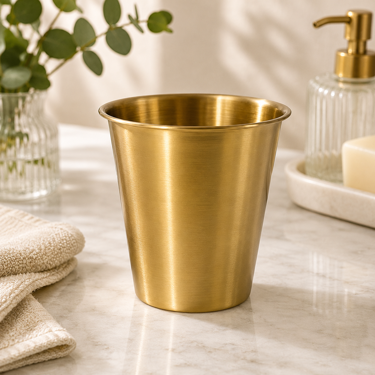 Golden Plain Drinking Glass – Premium Brass-Finish Tumbler for Everyday Use & Special Occasions
