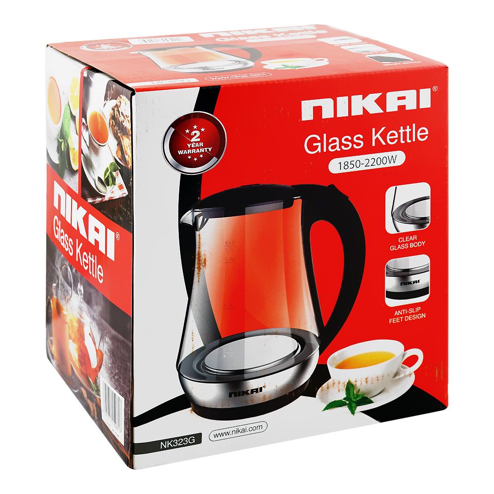 Nikai Electric Glass Kettle 1.7L – Model NK-323G | High Power Fast Boil Kettle - Habitt