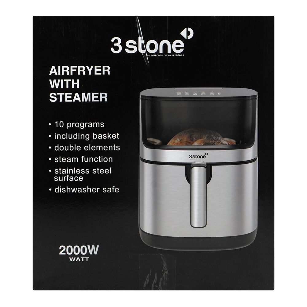 3stone 2-in-1 Air Fryer With Steamer – 2000W, 8L Large Capacity, Model SAFS400 - Habitt