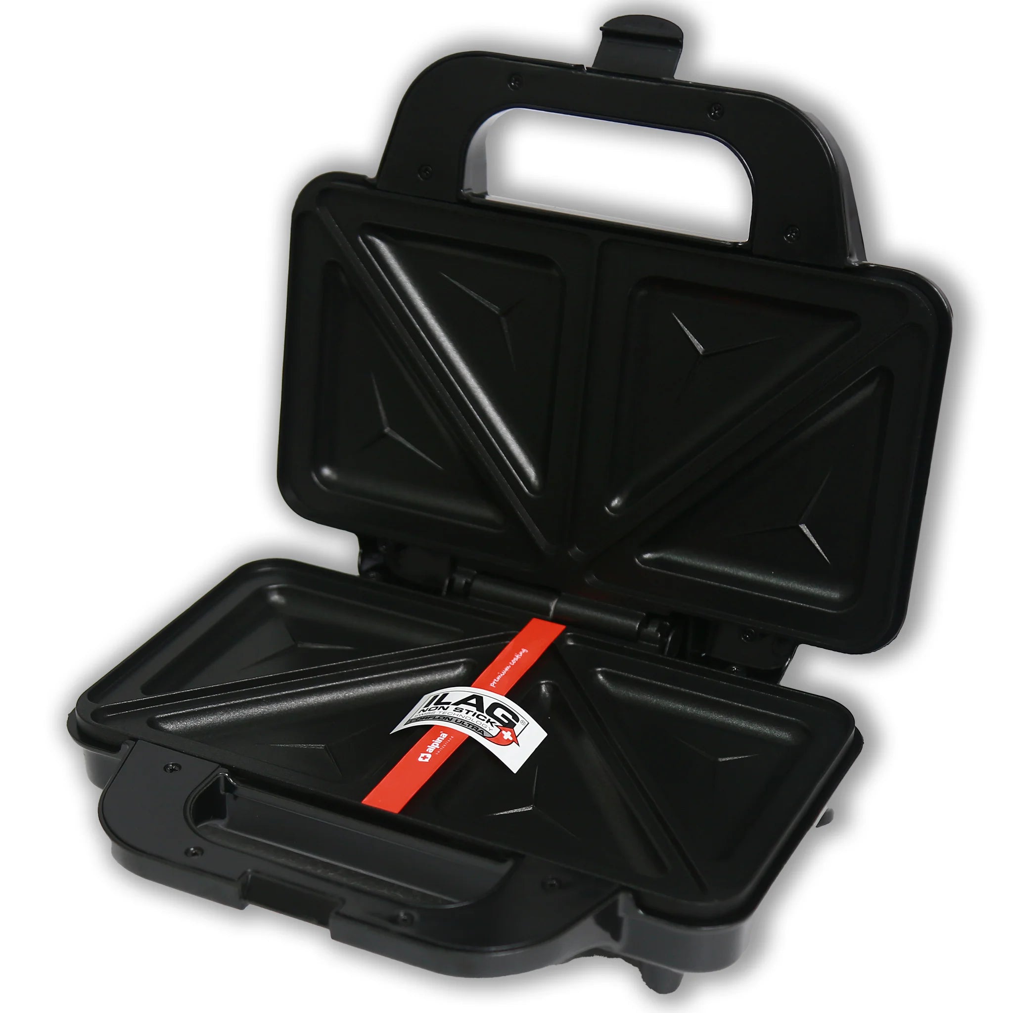 Alpina SF-2502-SB Jumbo Sandwich Maker | 1400W Non-Stick Electric Sandwich Grill – Black & Stainless Steel - Habitt