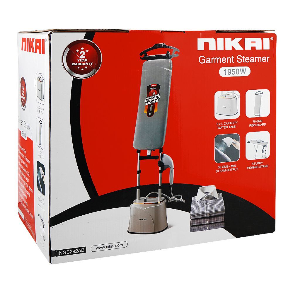 Nikai Garment Steamer NGS292AB – 1950W Professional Steam Iron with Built-In Board & 2.2L Water Tank - Habitt
