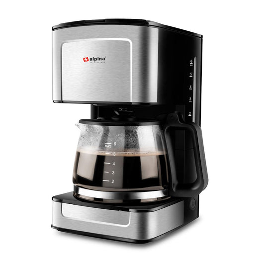 Alpina SF-2800 Coffee Maker | 680W Drip Coffee Machine with 6 Cups Capacity – Black & Stainless Steel - Habitt