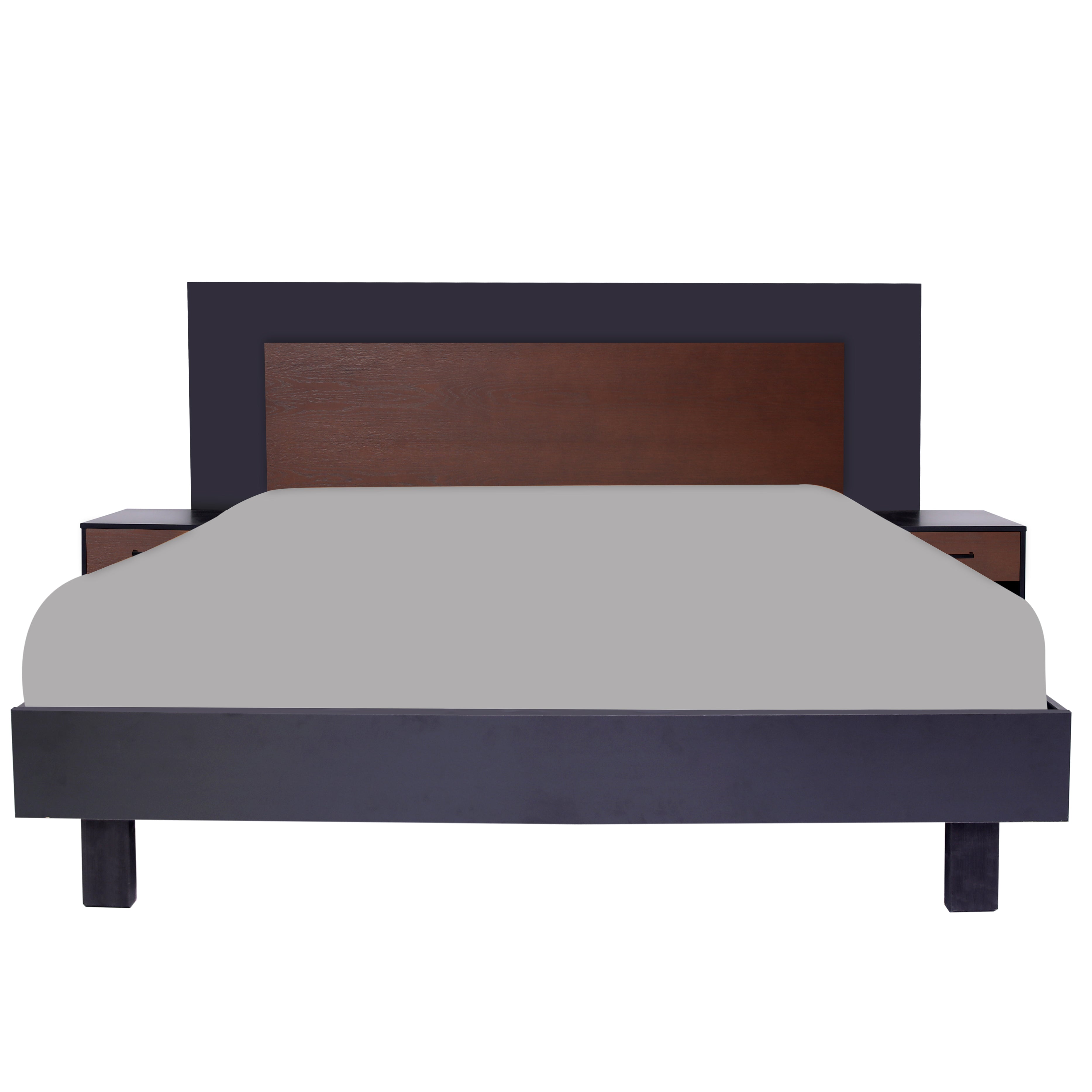 Ozmane Dark tune king size Bed with two side table - Habitt
