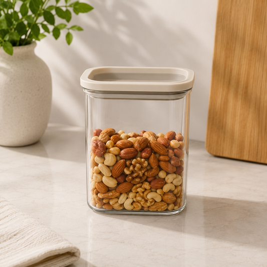 1000ML Transparent Storage Jar with Silicone Cap | Kitchen Storage Container