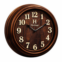 Squat Wall Clock – 10.75-Inch Wooden Finish Wall Clock with Plastic Frame and Bold Numerals - Habitt