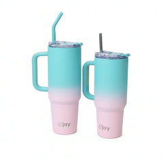 O’jay Aqua & Pink Ombre Insulated Tumbler with Handle & Straw – 50oz / 40oz – SP17920 - Habitt