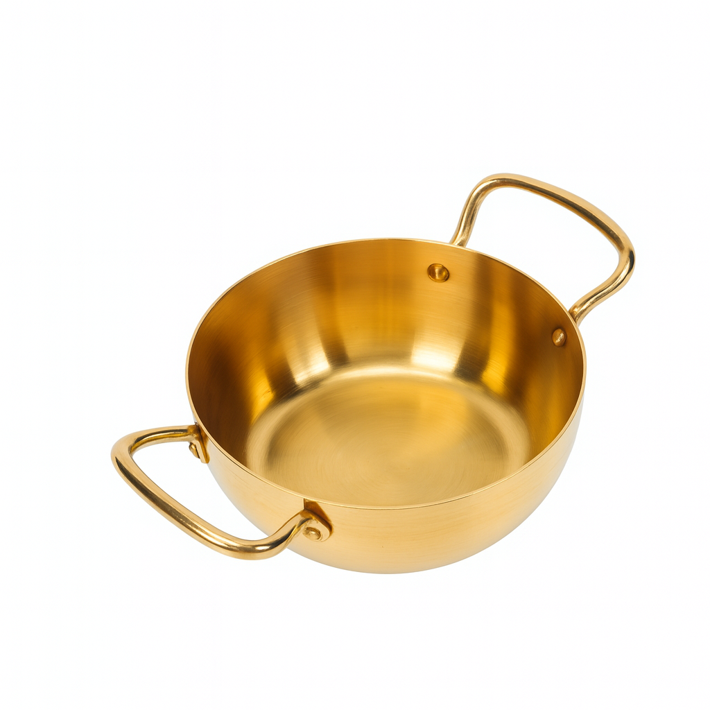 Korean Gold Ramen Pot with Handles – Lightweight Traditional Noodle & Soup Pot (Variants: 16cm, 18cm, 20cm, 22cm) - Habitt