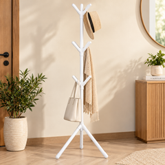 Small White Coat Rack Stand | Freestanding Clothes & Accessories Hanger
