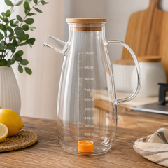 1000ML Glass Oil Bottle with Handle & Measuring Scale