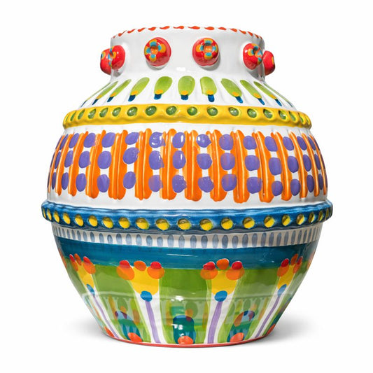 Hand-Painted Multicolor Ceramic Vase – Artisan Decorative Statement Vase - Habitt
