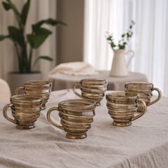 CUP 210 ml Smoke – Set of 6 | Premium Deli Glassware Tea & Coffee Cups - Habitt