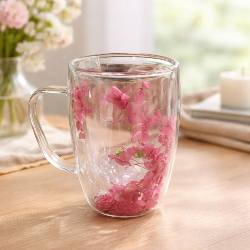 Decorative Double-Wall Glass Coffee Mug – Transparent Heat-Resistant Tea Cup - Habitt