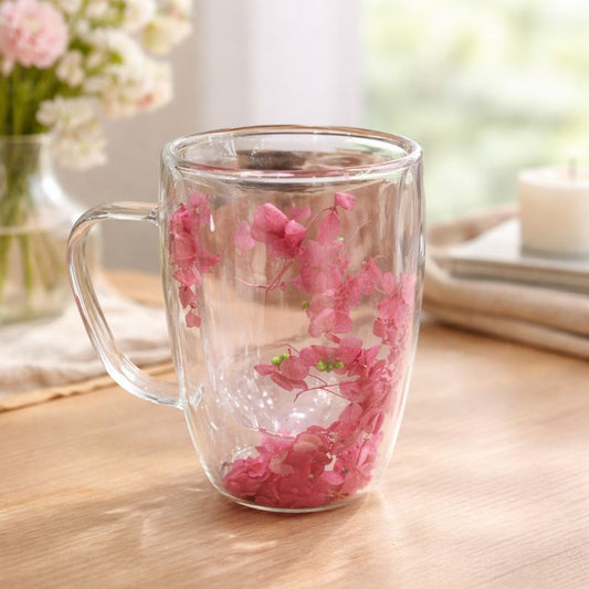 Decorative Double-Wall Glass Coffee Mug – Transparent Heat-Resistant Tea Cup - Habitt