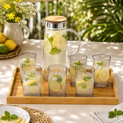 6 Piece Transparent Water Set with Jug | Drinkware Set