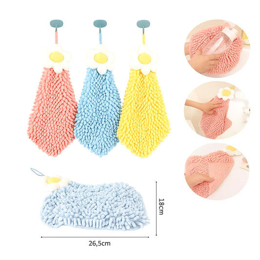 1 pc Kitchen Cleaning Fiber Towel – Soft Microfiber Hanging Dishcloth (Assorted Colors) - Habitt