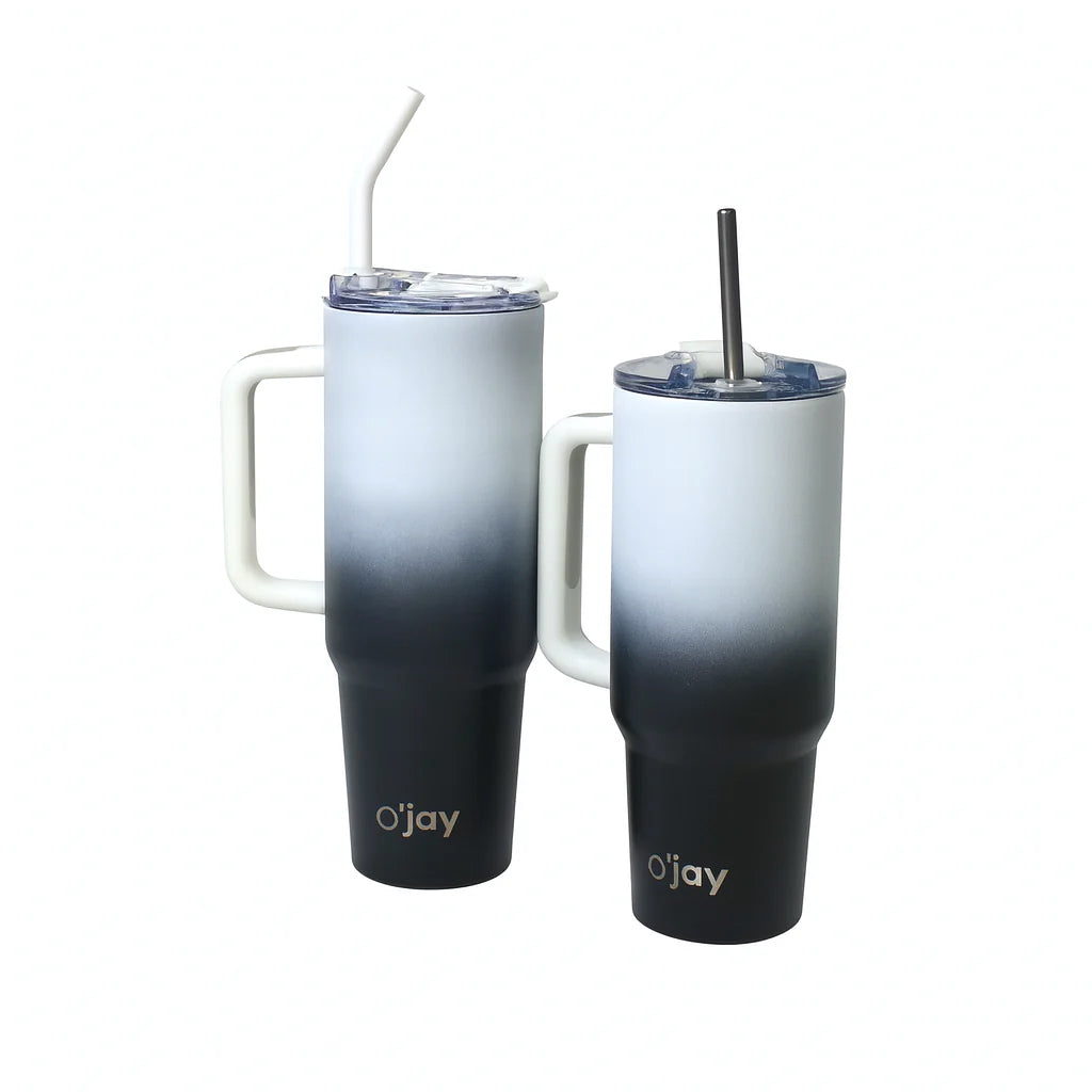 O’jay Black & White Ombre Insulated Tumbler with Handle & Straw – 50oz / 40oz – SP17912 - Habitt
