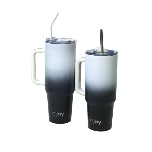 O’jay Black & White Ombre Insulated Tumbler with Handle & Straw – 50oz / 40oz – SP17912 - Habitt