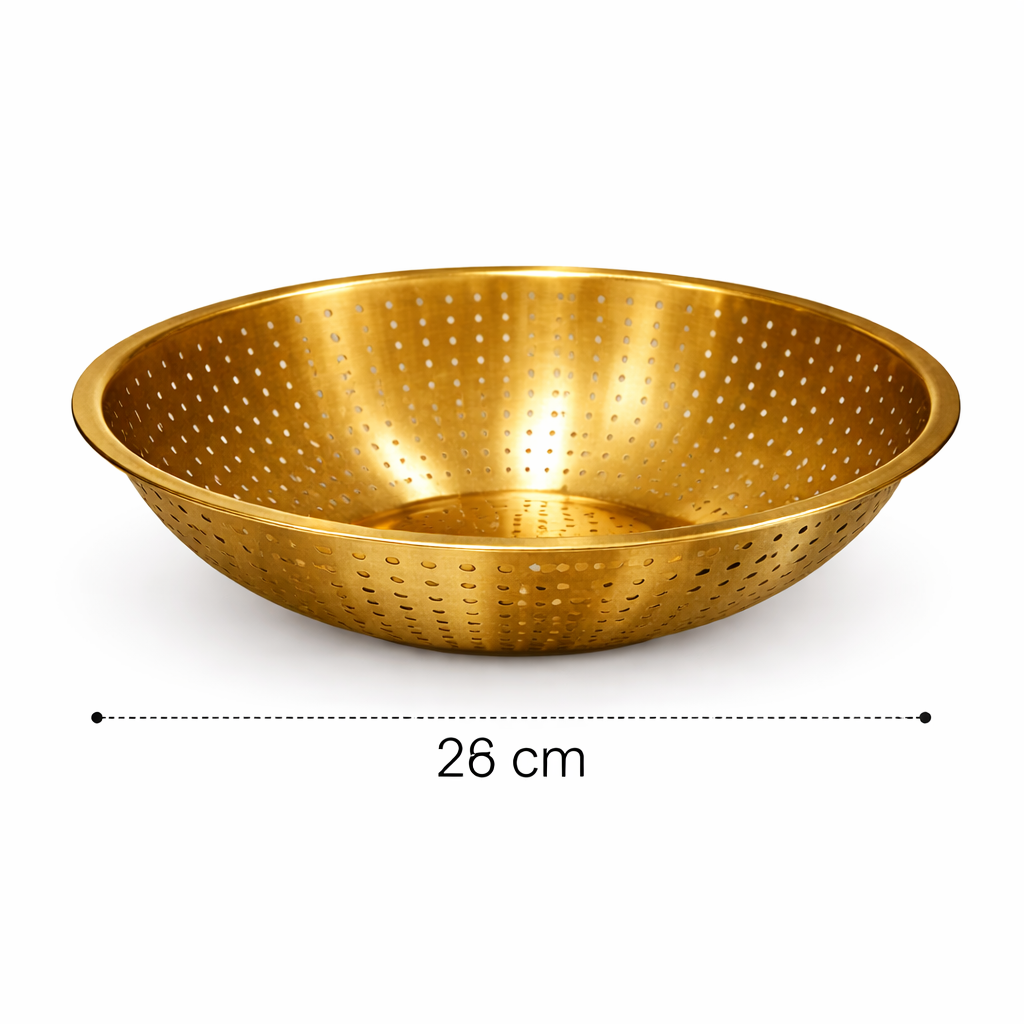 Golden Food Strainer  Stainless Steel Mesh Bowl (23 cm / 26 cm / 29 cm) - Habitt