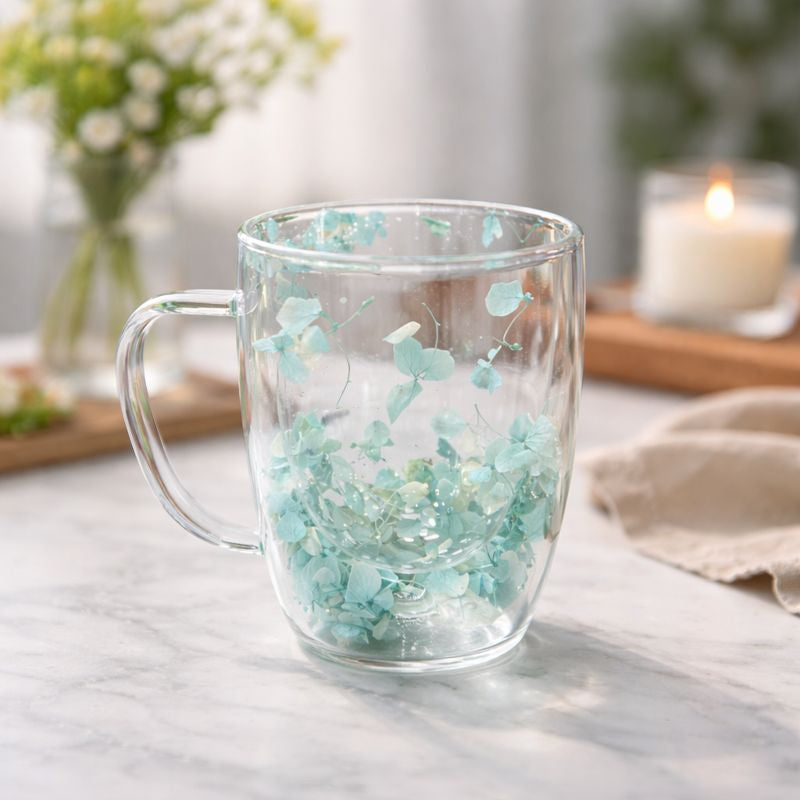 Decorative Double-Wall Glass Coffee Mug – Transparent Heat-Resistant Tea Cup - Habitt