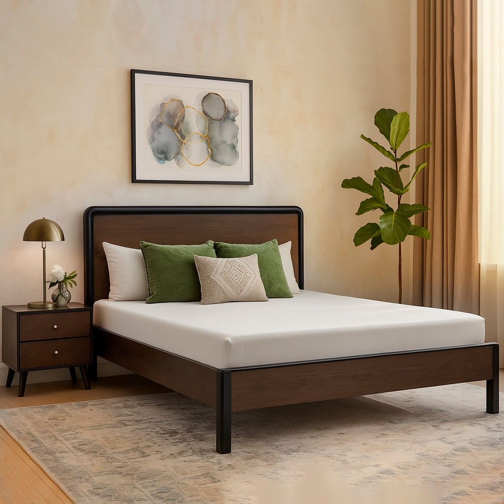 Norre King Size Bed with 2 Side Table - Habitt