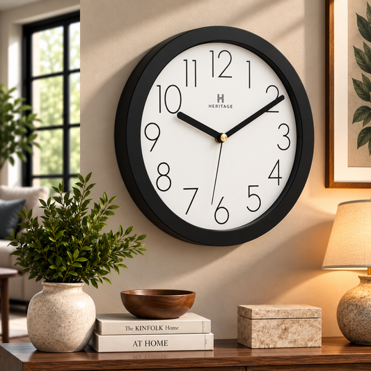 Heritage Squat Wall Clock – 9.75 Inch Plastic Frame
